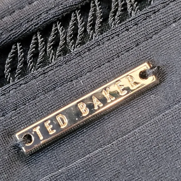 NWT Ted Baker Pointelle Deep V Plunge Swimsuit in Black 4 - Picture 7 of 11